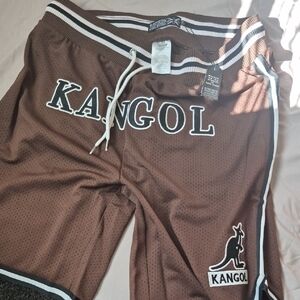 Kangol Brown Mesh Athletic Shorts with White Trim